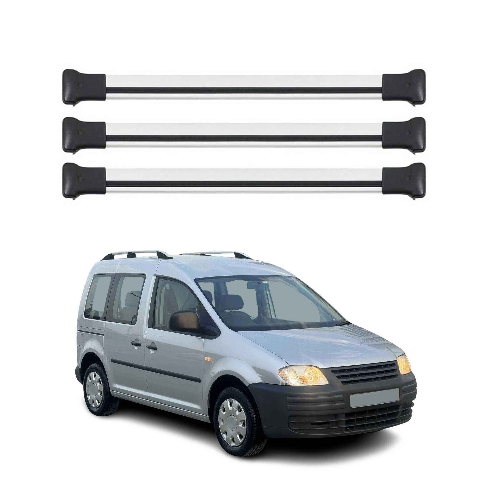 Omac Aluminium Dachträger Querträger Für Vw Caddy Iii 2003-2020 – Max. 75 Kg – 3 Stangen Silber