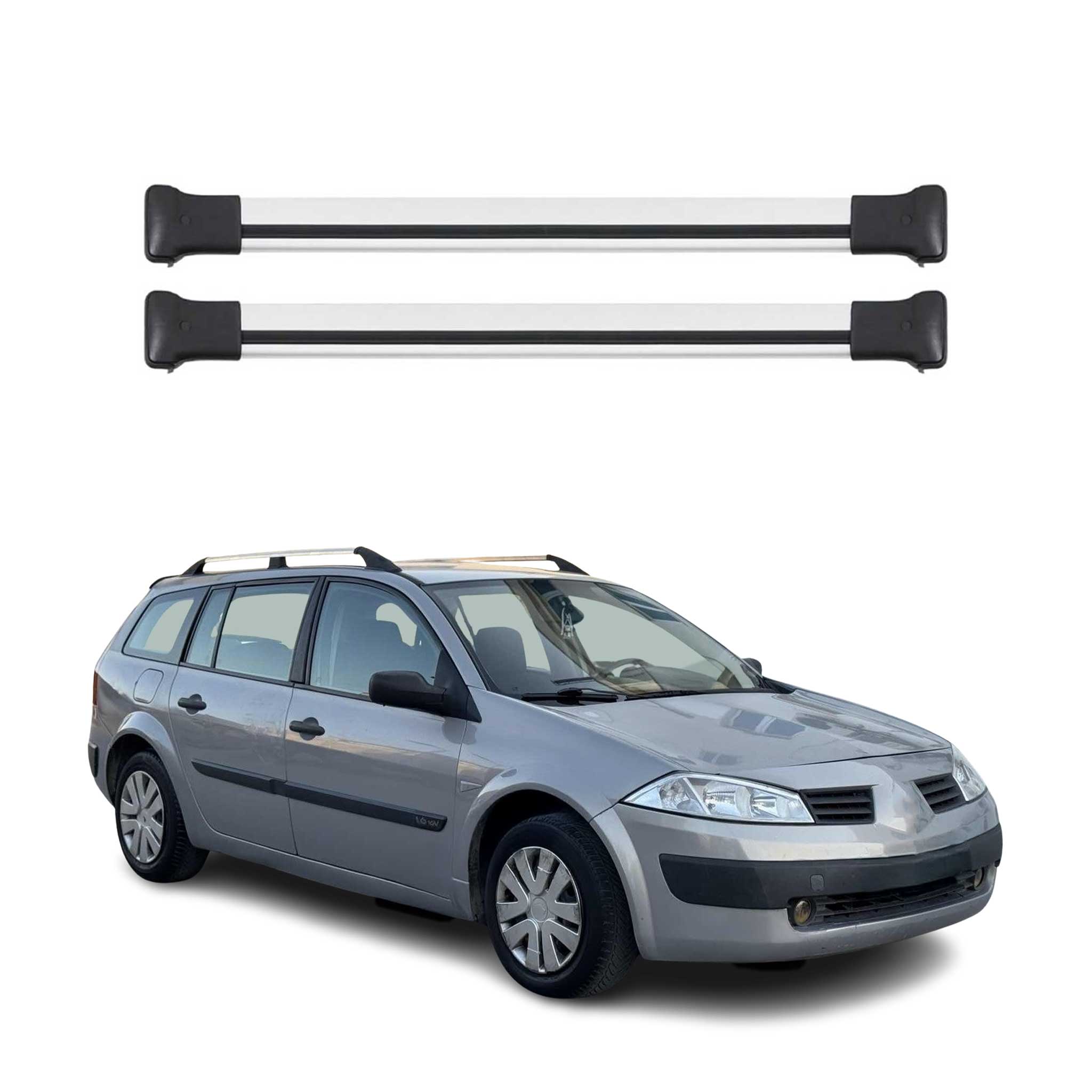 Omac Aluminium Dachträger Querträger Für Renault Megane Ii 2003-2008 – Max. 75 Kg – 2 Stangen Silber