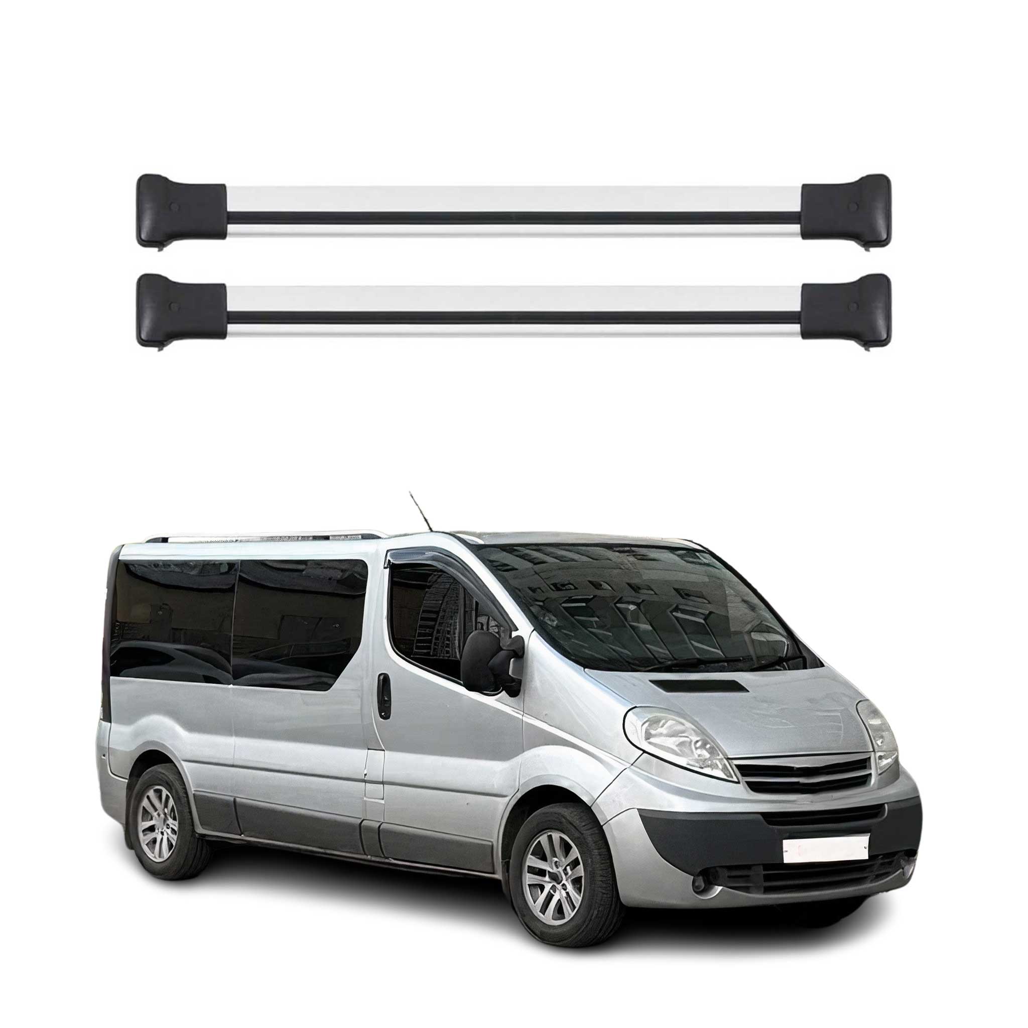 Omac Aluminium Dachträger Querträger Für Nissan Primastar 2001-2014 – Max. 75 Kg – 2 Stangen Silber