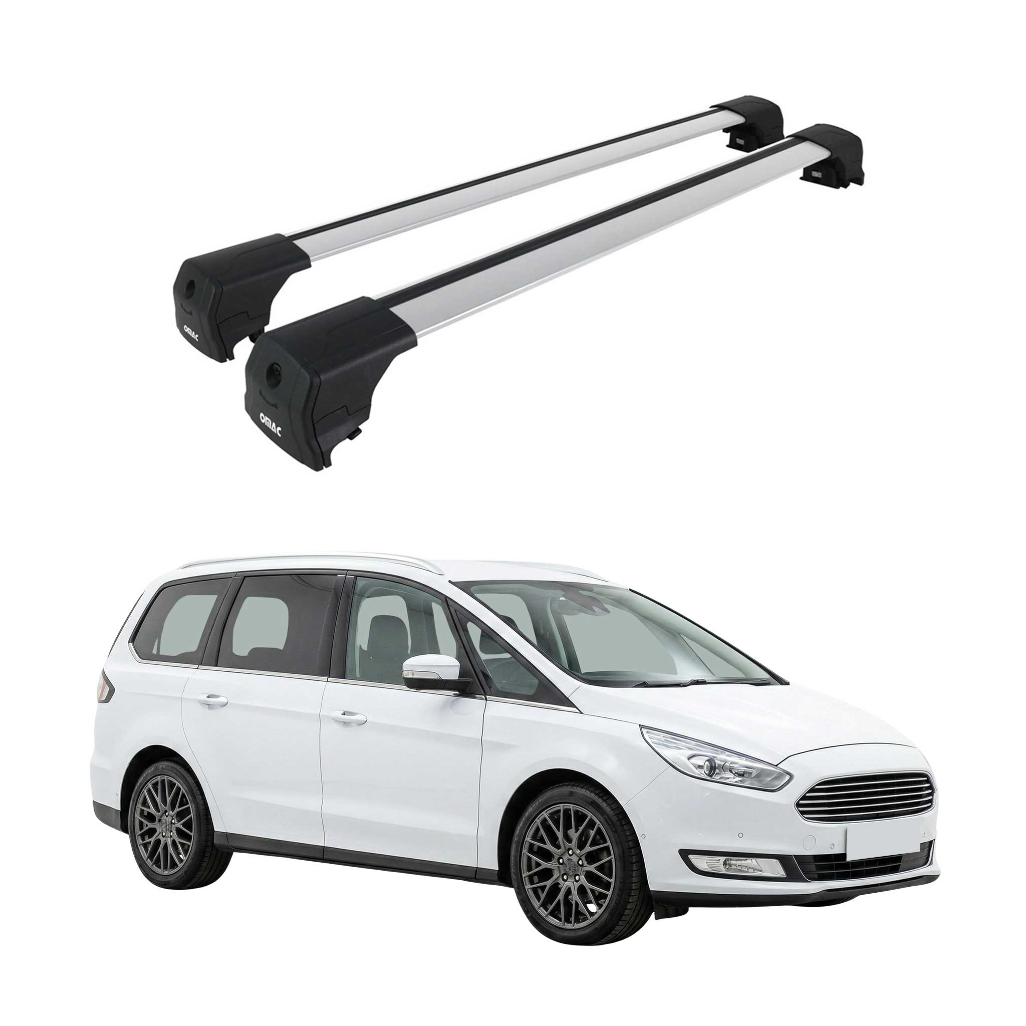 Omac Aluminium Dachträger Querträger Für Galaxy Iii 2015-2019 Pre-fl – City Crash – Iso/pas 11154:2006 – Abschließbar – Max. 75 Kg – 2 Stangen Silber