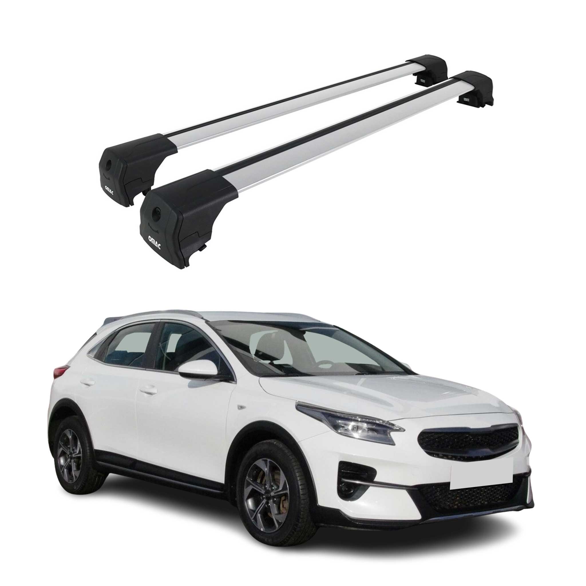 Omac Aluminium Dachträger Querträger Für Kia Xceed 2019-2026 – City Crash – Iso/pas 11154:2006 – Abschließbar – Max. 75 Kg – 2 Stangen Silber