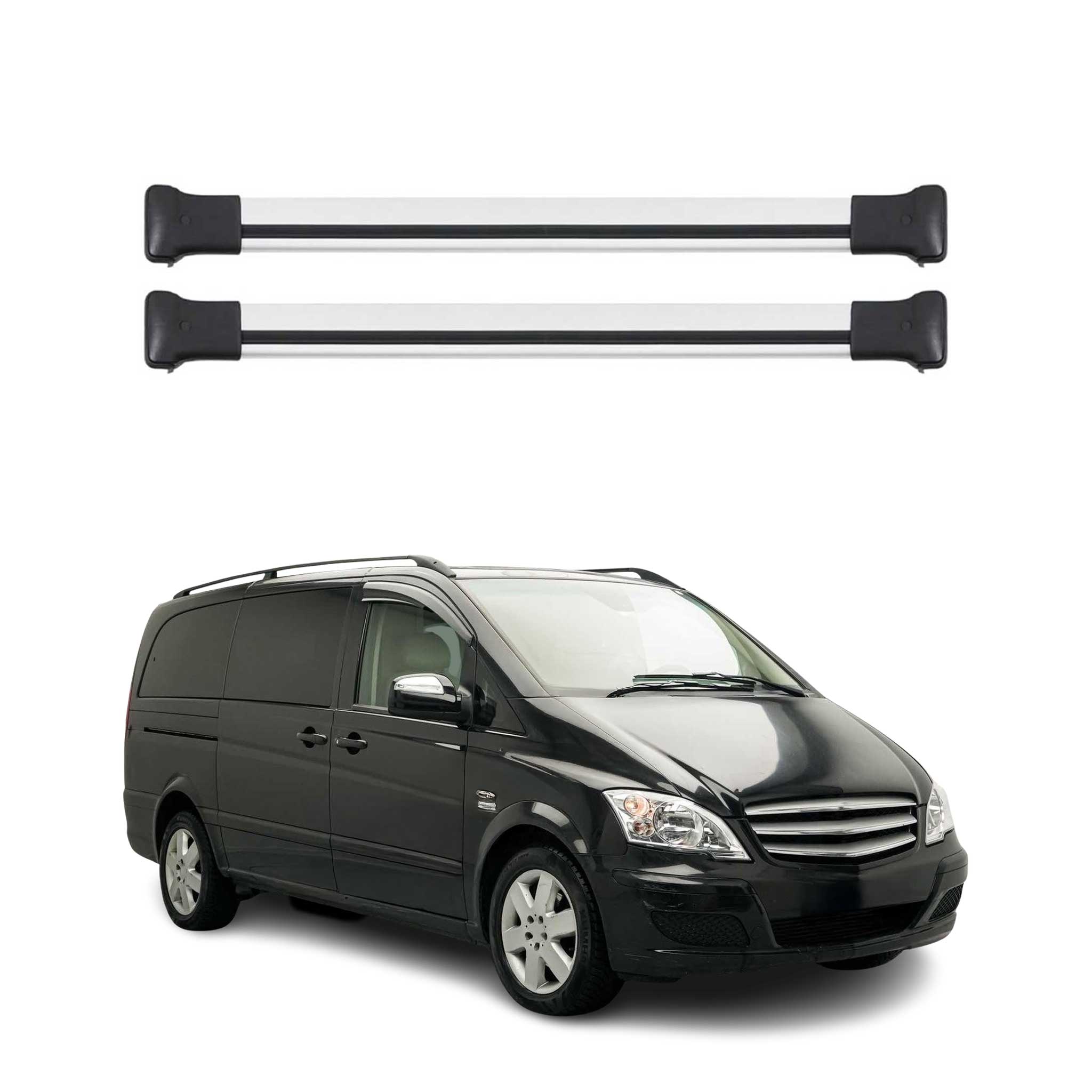 Omac Aluminium Dachträger Querträger Für Mercedes Vito Viano W639 2003-2014 – Tüv / Din 75302:2019 – Max. 75 Kg – 2 Stangen Silber