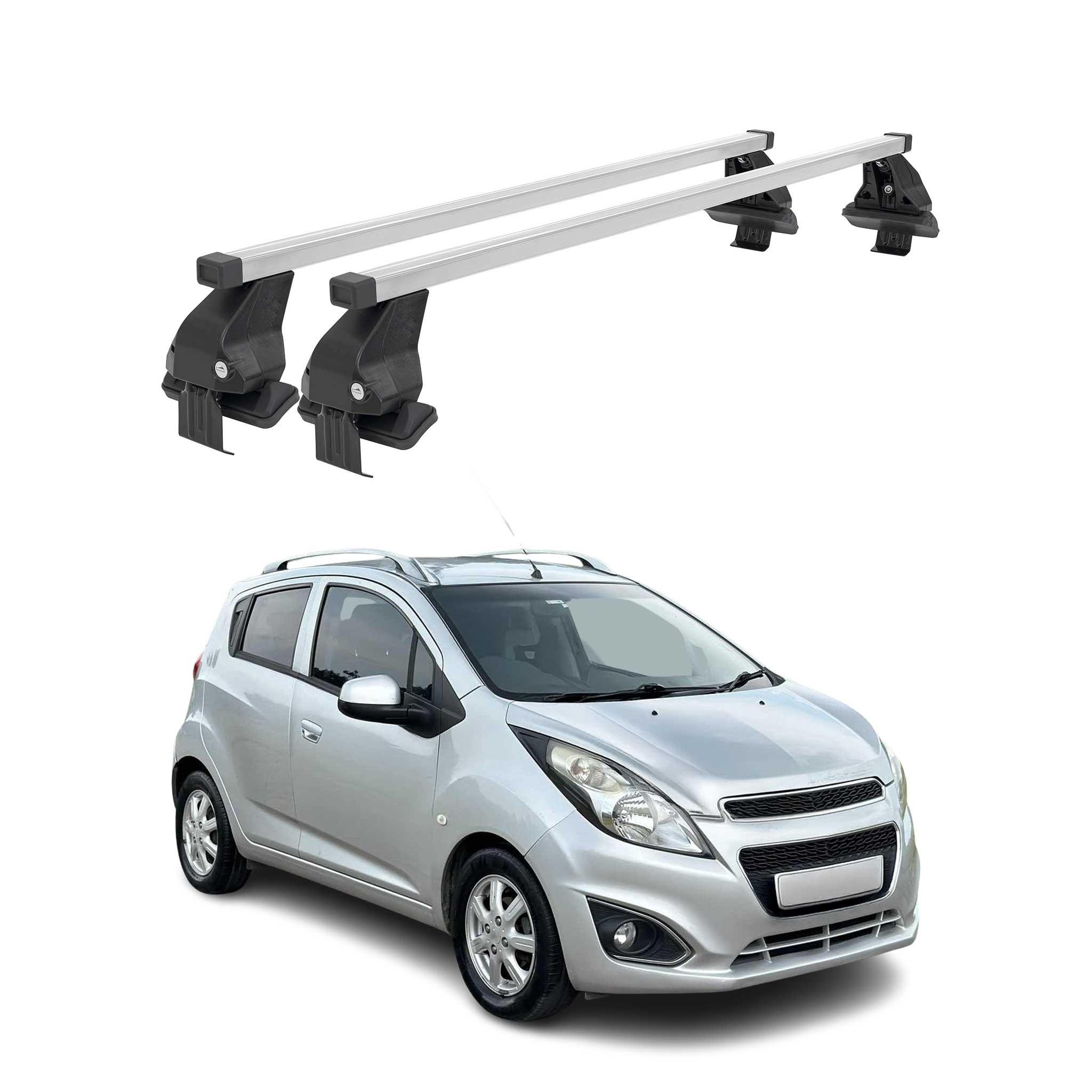Omac Dachträger Querträger Stahl Für Chevrolet Spark M400 2015-2022 – Abschließbar – City-crash-getestet – Din 75302:2019 – Iso/pas 11154:2006 – Max. 50 Kg Silber