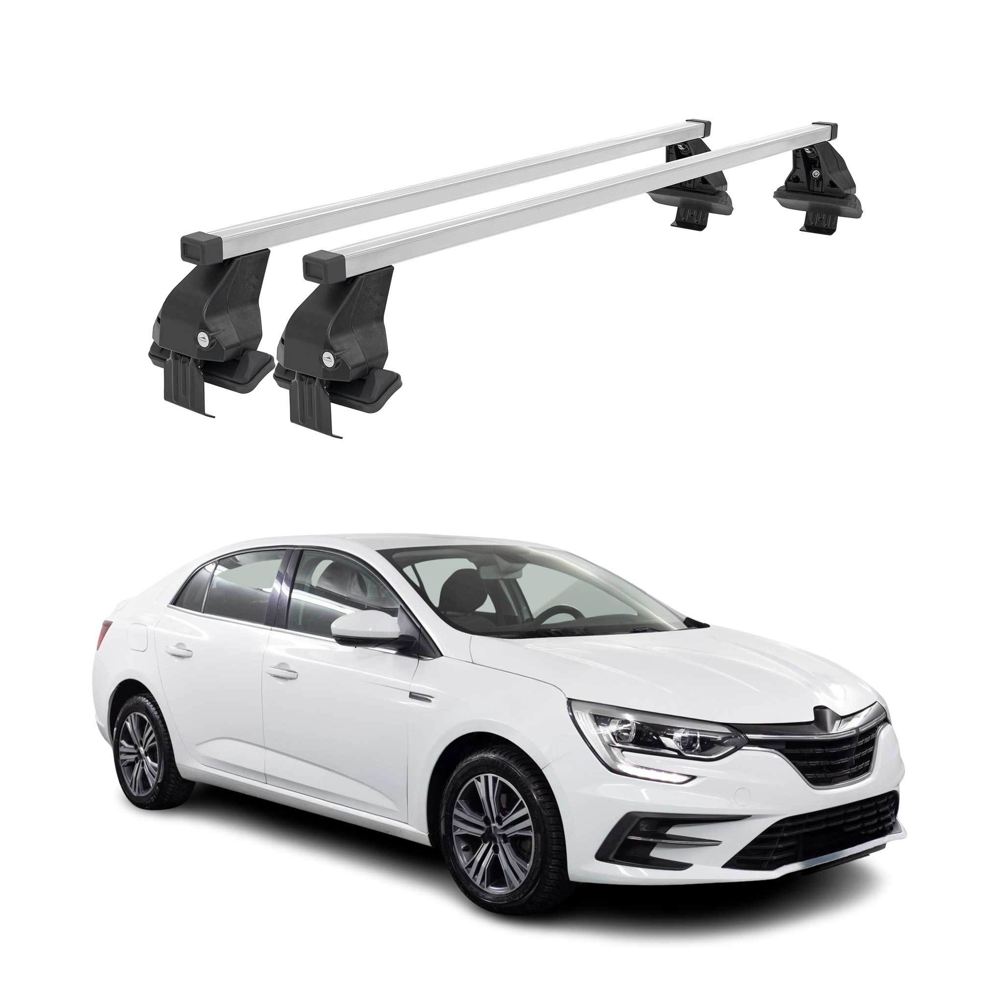 Omac Dachträger Querträger Stahl Für Renault Megane Iv Grand Coupé 2016-2022 – Abschließbar – City-crash-getestet – Din 75302:2019 – Iso/pas 11154:2006 – Max. 50 Kg Silber