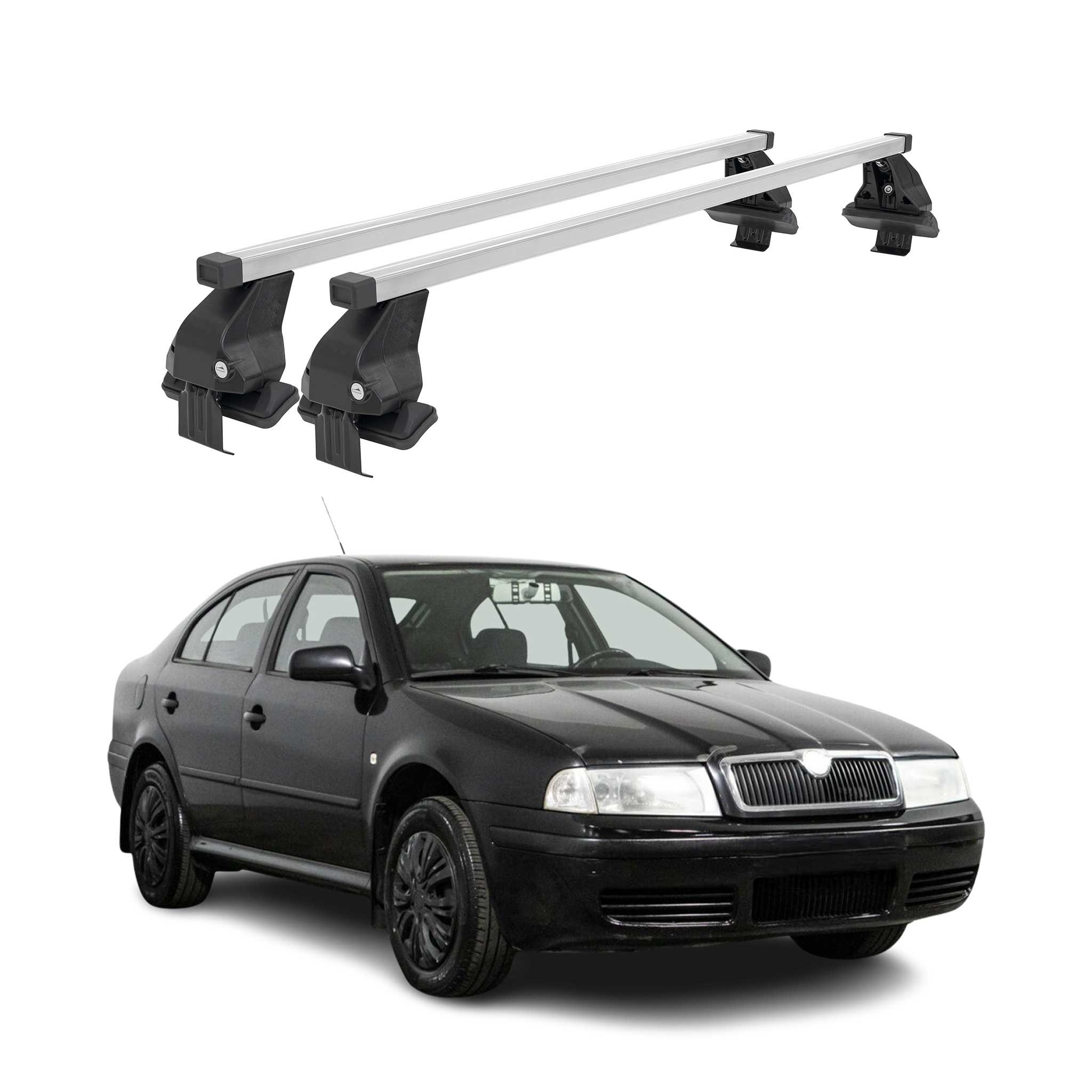 Omac Dachträger Querträger Stahl Für Skoda Octavia Ii 2004-2013 – Abschließbar – City-crash-getestet – Din 75302:2019 – Iso/pas 11154:2006 – Max. 50 Kg Silber