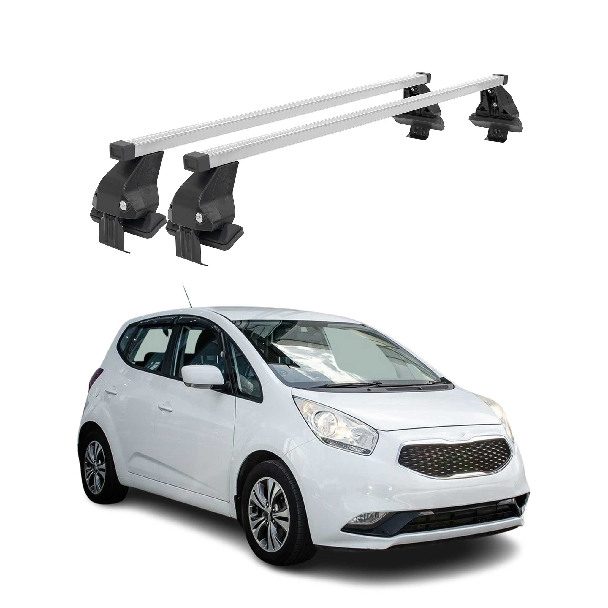Omac Dachträger Querträger Stahl Für Kia Venga 2014-2019 Fl – Abschließbar – City-crash-getestet – Din 75302:2019 – Iso/pas 11154:2006 – Max. 50 Kg Silber