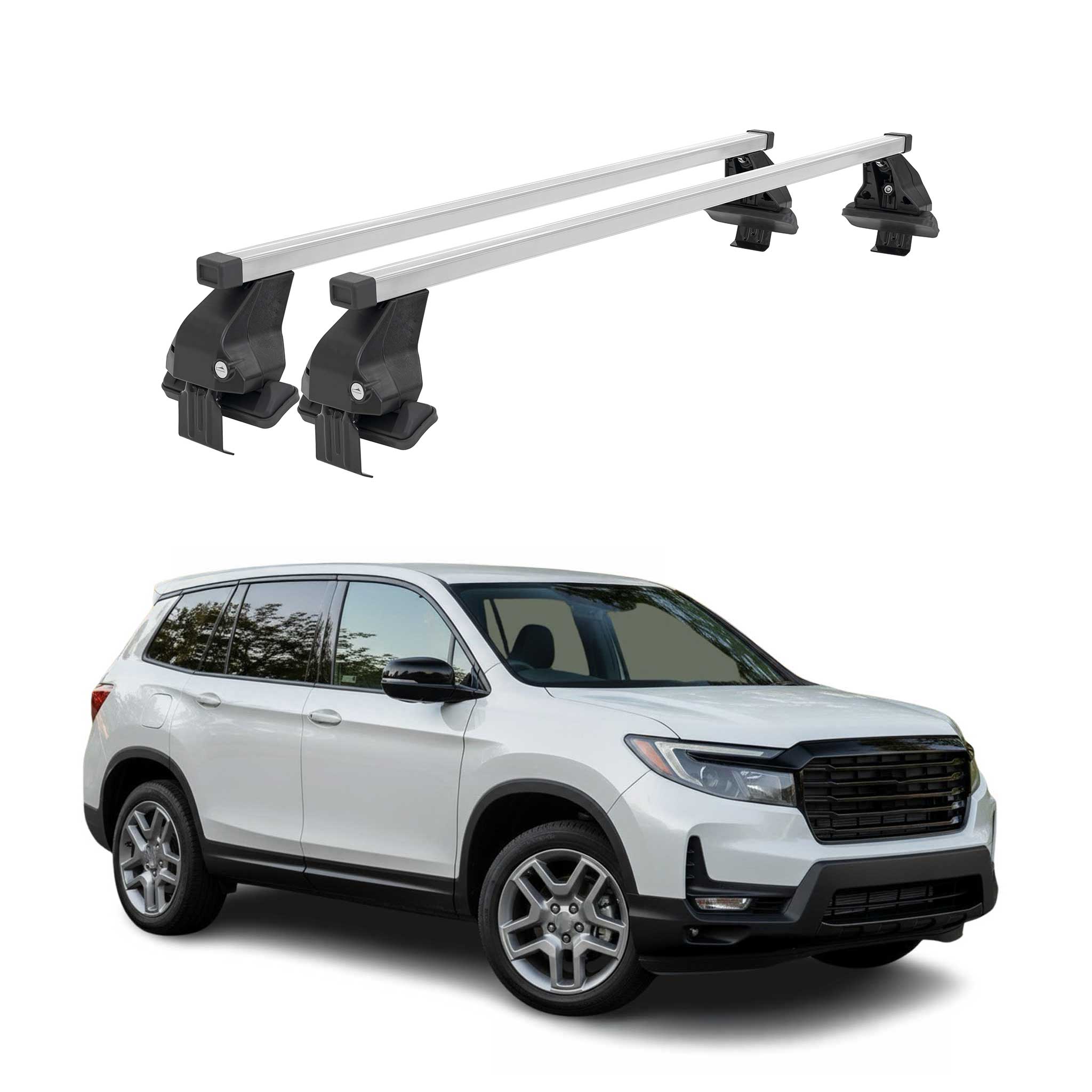 Omac Dachträger Querträger Stahl Für Honda Passport Iii 2019-2025 – Abschließbar – City-crash-getestet – Din 75302:2019 – Iso/pas 11154:2006 – Max. 50 Kg Silber