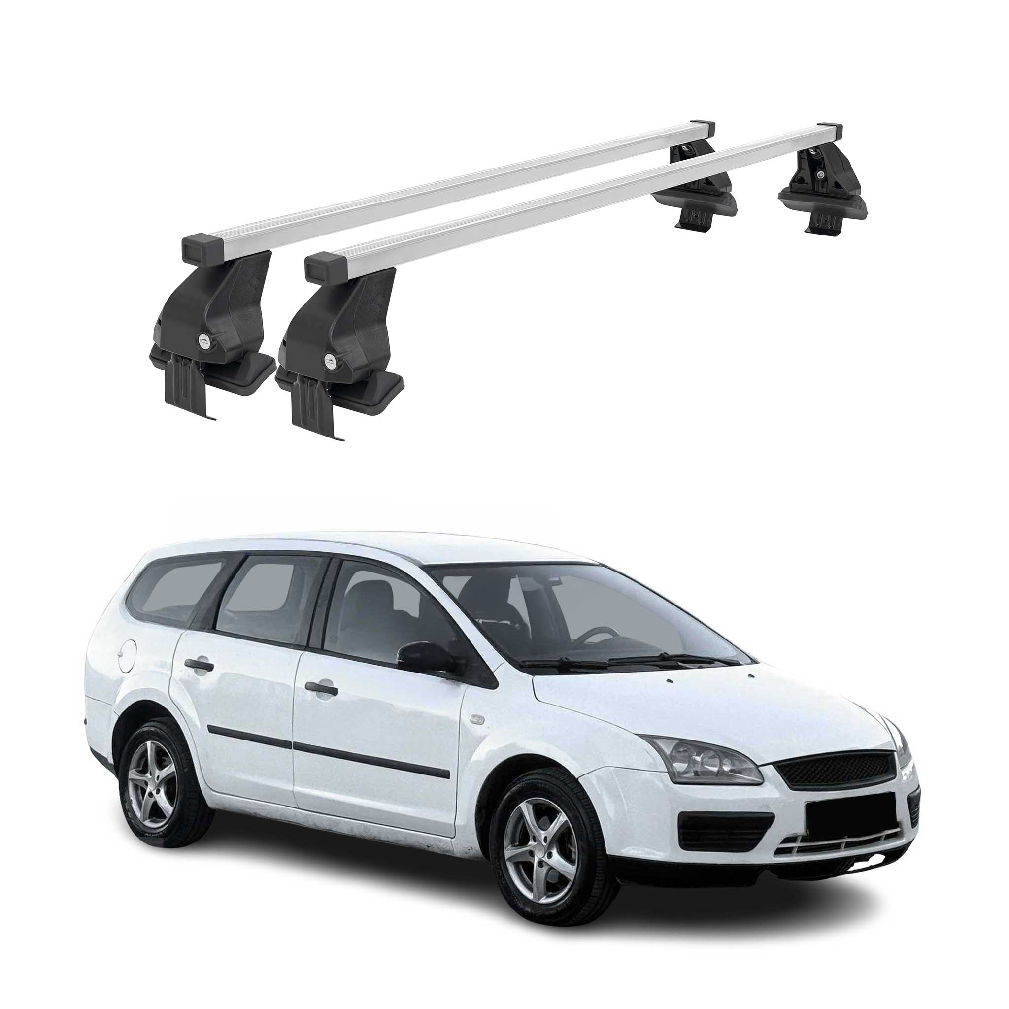 Omac Dachträger Querträger Stahl Für Ford Focus Iii Turnier 2011-2018 – Abschließbar – City-crash-getestet – Din 75302:2019 – Iso/pas 11154:2006 – Max. 50 Kg Silber