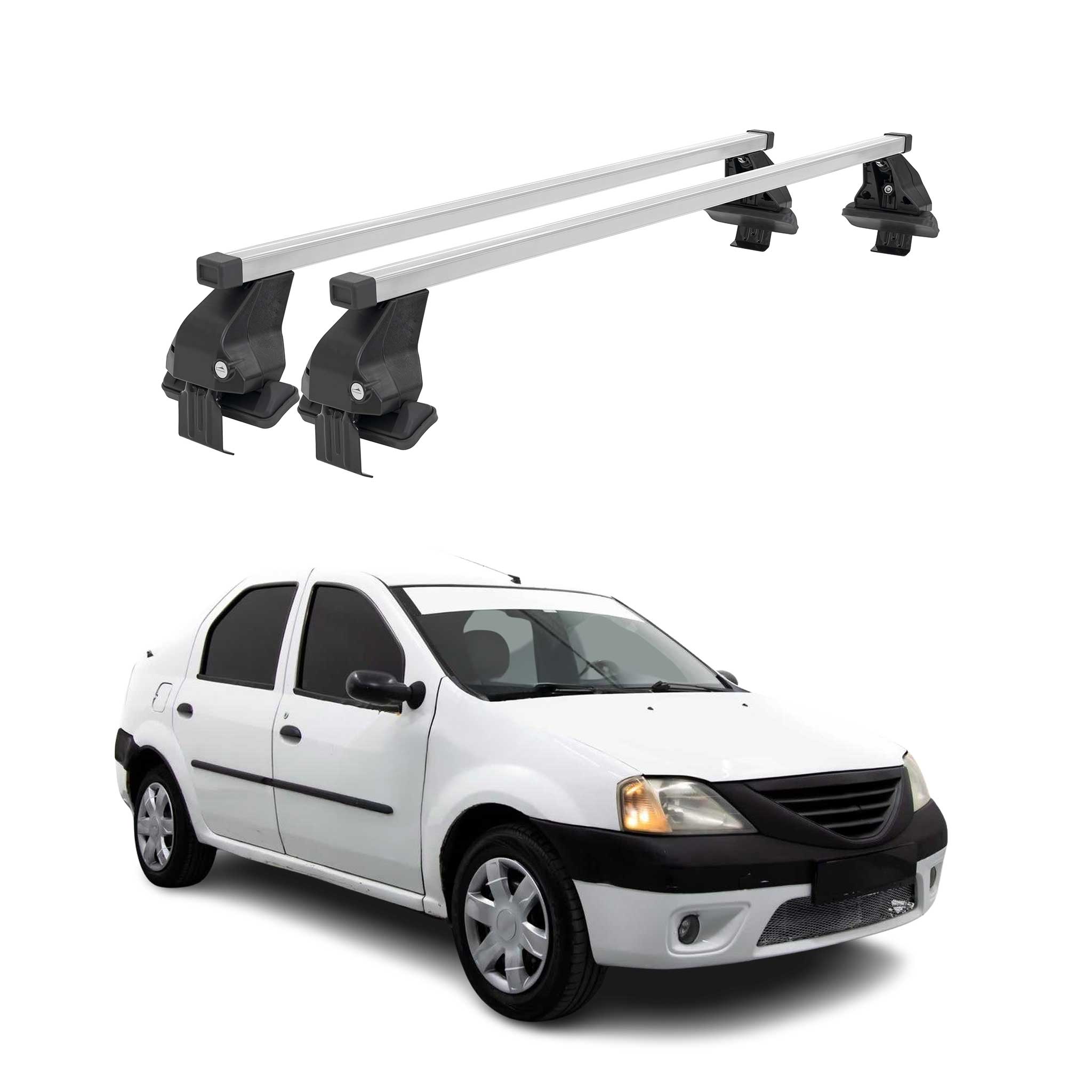 Omac Dachträger Querträger Stahl Für Dacia Logan 2004-2012 – Abschließbar – City-crash-getestet – Din 75302:2019 – Iso/pas 11154:2006 – Max. 50 Kg Silber