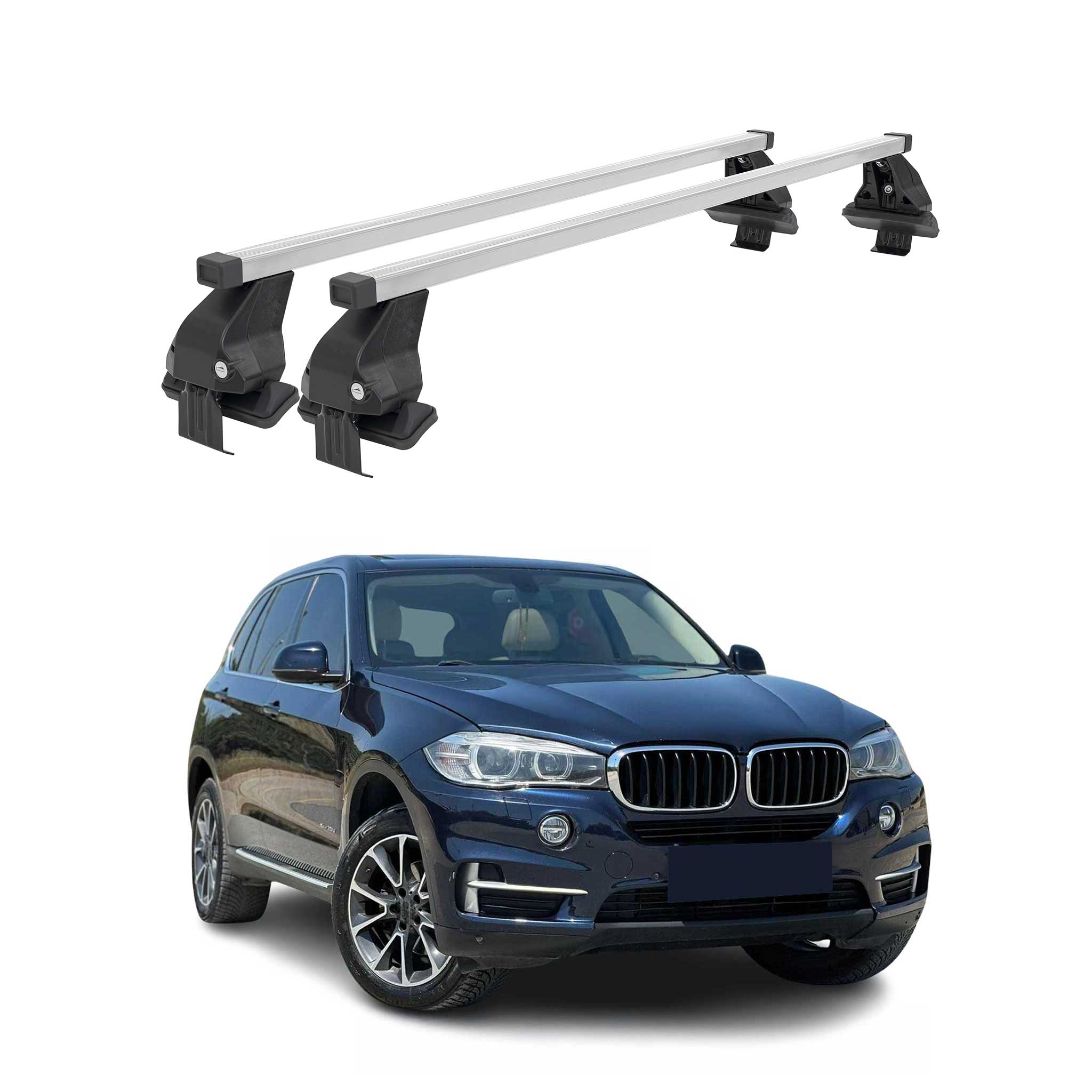 Omac Dachträger Querträger Stahl Für Bmw X5 F15 F85 2013-2018 – Abschließbar – City-crash-getestet – Din 75302:2019 – Iso/pas 11154:2006 – Max. 50 Kg Silber