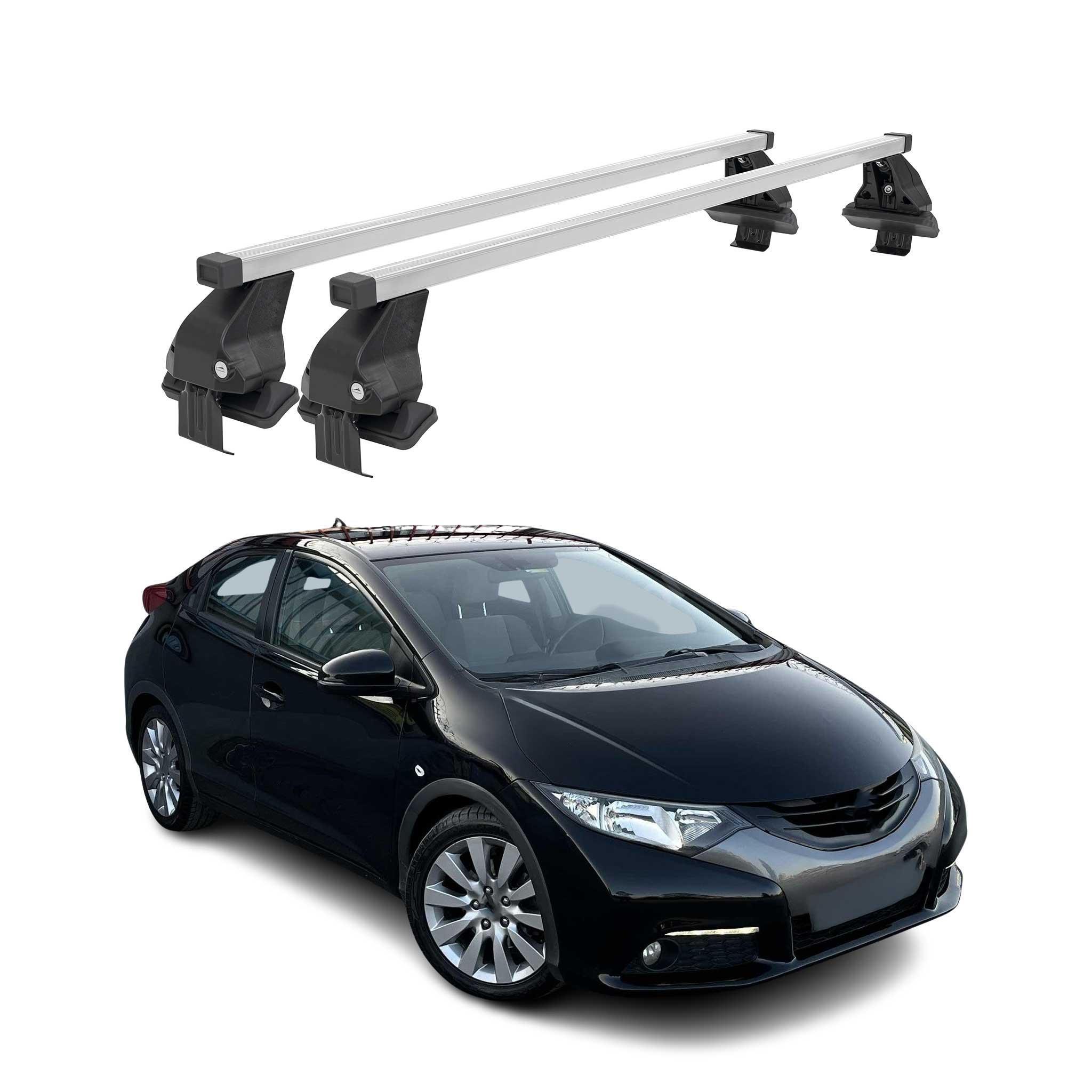 Omac Dachträger Querträger Stahl Für Honda Civic Mk9 Kombi 2012-2017 – Abschließbar – City-crash-getestet – Din 75302:2019 – Iso/pas 11154:2006 – Max. 50 Kg Silber