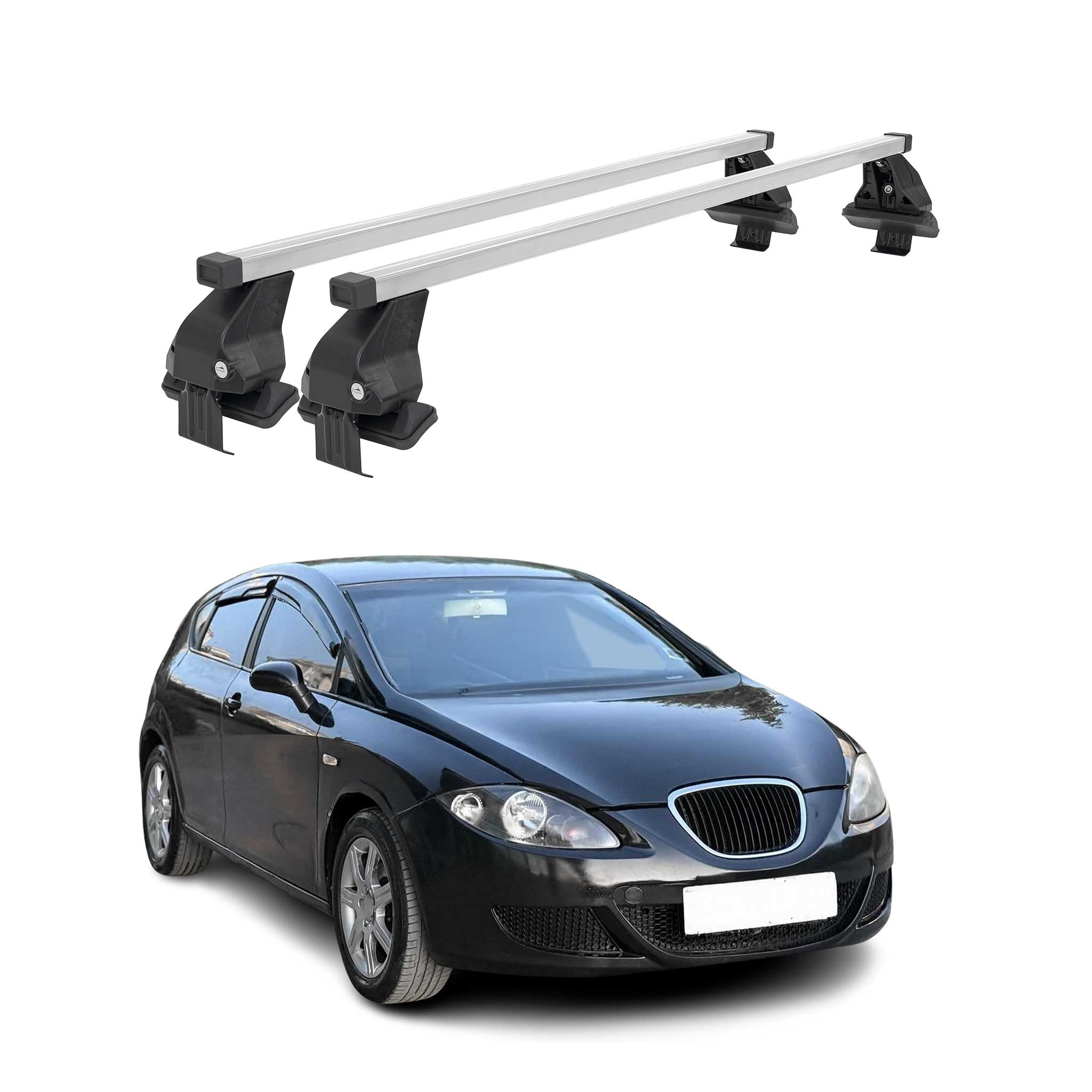 Omac Dachträger Querträger Stahl Für Seat Leon Ii 2005-2009 Pre-fl – Abschließbar – City-crash-getestet – Din 75302:2019 – Iso/pas 11154:2006 – Max. 50 Kg Silber