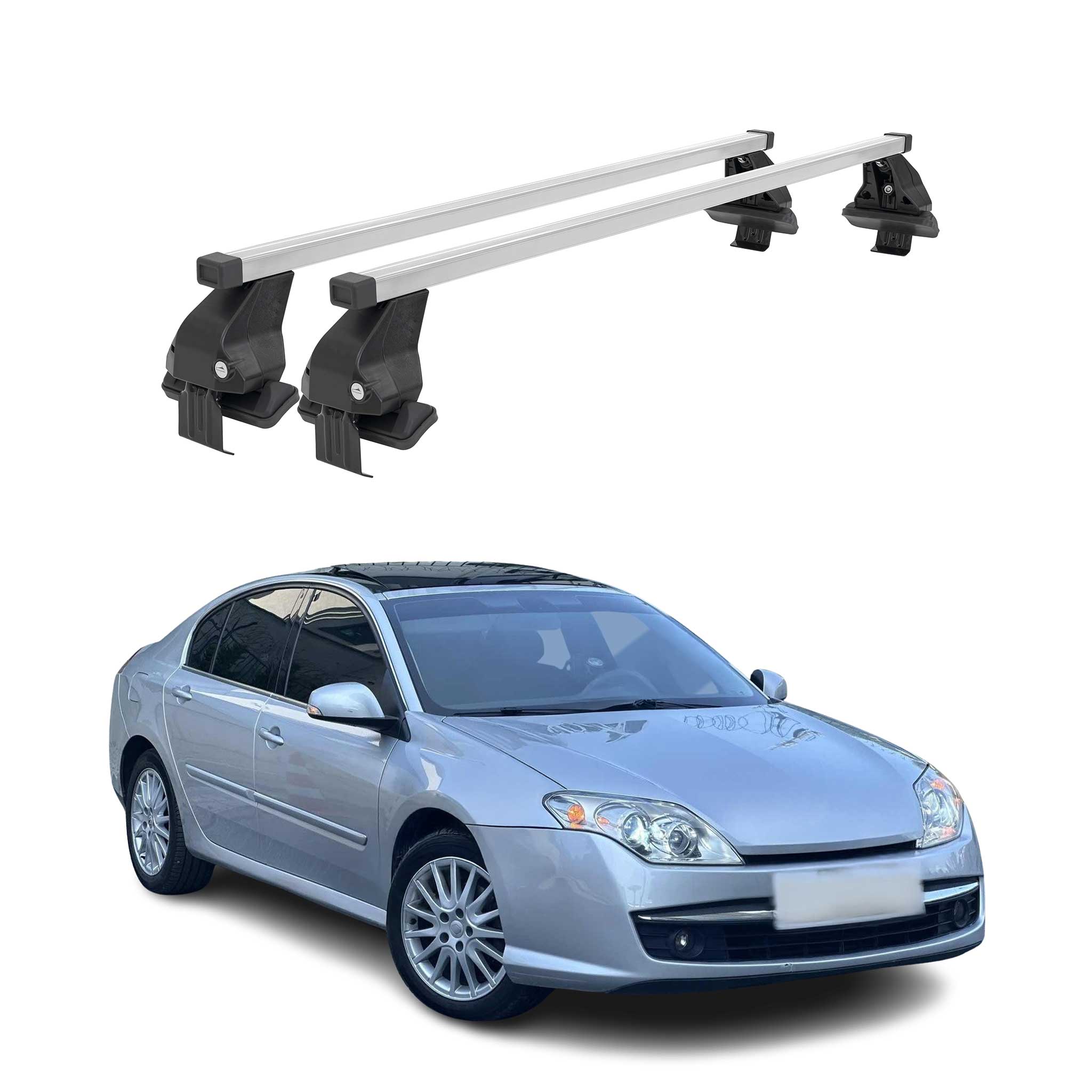Omac Dachträger Querträger Stahl Für Renault Laguna Iii 2008-2015 – Abschließbar – City-crash-getestet – Din 75302:2019 – Iso/pas 11154:2006 – Max. 50 Kg Silber
