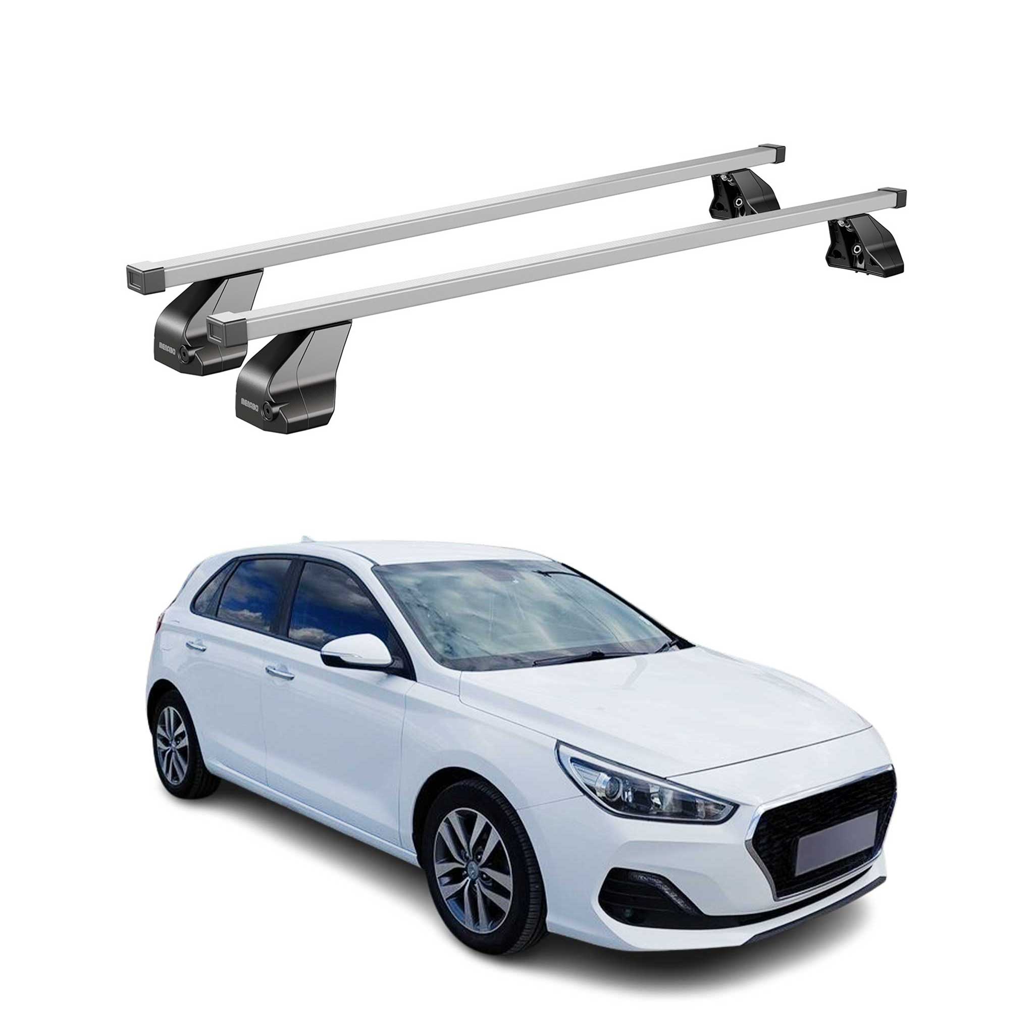 Omac Dachträger Querträger Stahl Für Hyundai I30 Iii 2017-2026 3tür – Abschließbar – City-crash-getestet – Din 75302:2019 – Iso/pas 11154:2006 – Max. 75 Kg Silber