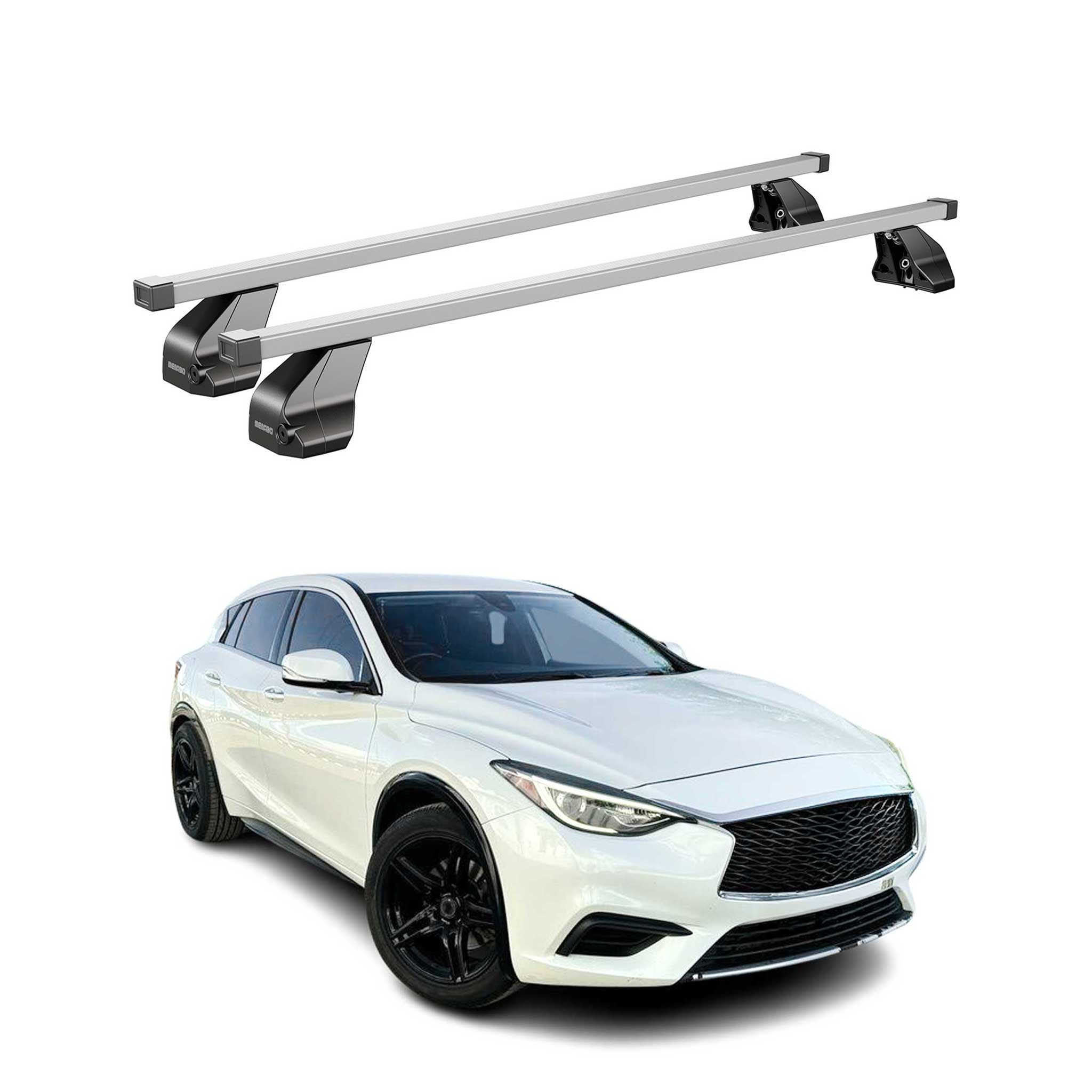 Omac Dachträger Querträger Stahl Für Infiniti Qx30 2017-2019 – Abschließbar – City-crash-getestet – Din 75302:2019 – Iso/pas 11154:2006 – Max. 75 Kg Silber