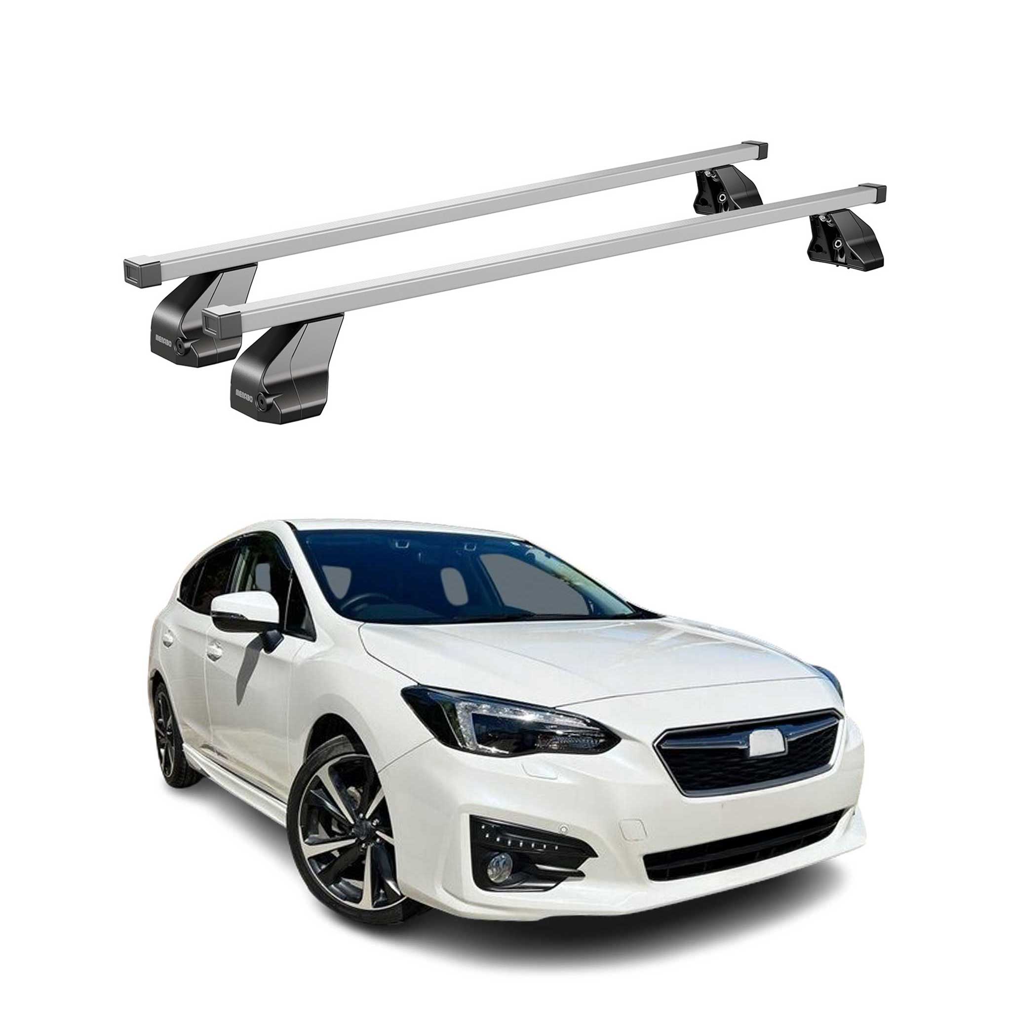Omac Dachträger Querträger Stahl Für Subaru Impreza V Stufenheck 2016-2023 – Abschließbar – City-crash-getestet – Din 75302:2019 – Iso/pas 11154:2006 – Max. 75 Kg Silber