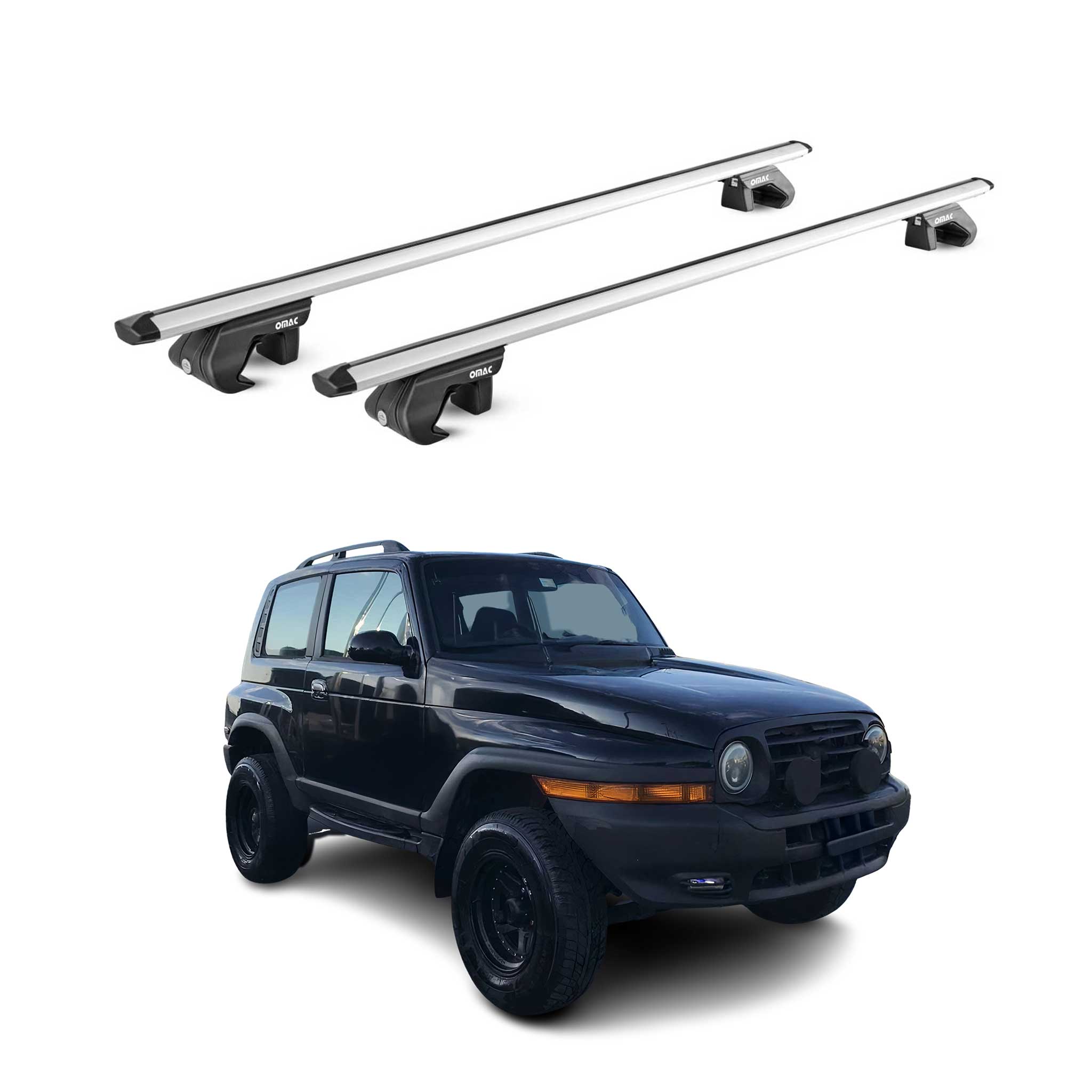 Omac Dachträger Aluminium Tüv Geprüft Für Ssangyong Korando Ii 1996-2006 3tür – Für Standard Dachreling – T Nut – Max 90 Kg – 2 Schlösser Silber