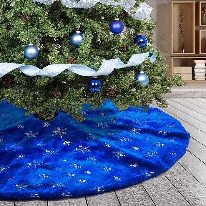 Weihnachtsbaumrock – Vliesstoff – Königsblau – 78 Cm – Glitzernde Schneeflocken – Festliche Dekoration