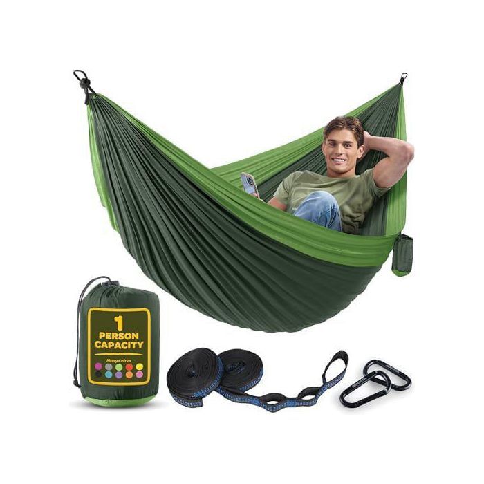 Hamac 1-person, Klappbar, Ultralight Und Tragbar, Tragfähigkeit 350 Kg, Ideal Für Garten, Camping, Reisen, Limettengrün