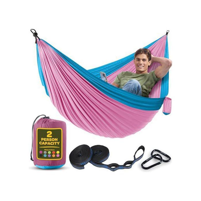 Hamac 2-personen, Flexibel, Ultralight Und Tragbar, Tragfähigkeit 350 Kg, Ideal Für Garten, Camping, Reisen, Pulverblau