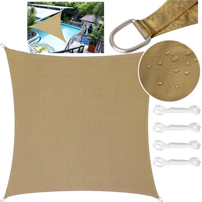 Rechteckiges Und Dreieckiges Polyester-pes-schutznetz, Wasserdicht Und Uv-beständig (2x2m, Sandfarbe).