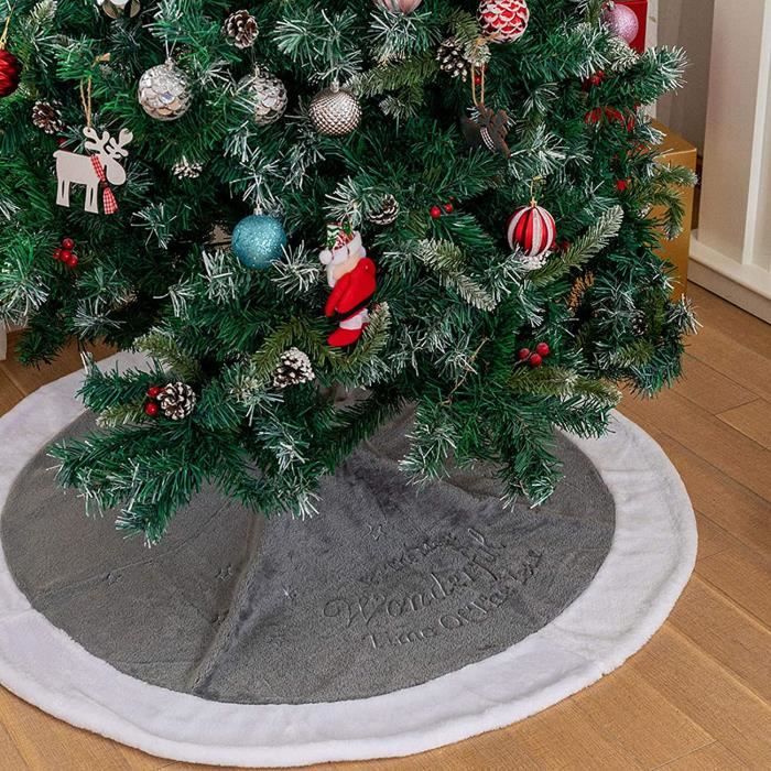 Weihnachtsbaumrock - Nicht Spezifiziert - 90 Cm - Grau Und Weiß - Plüsch - Rund