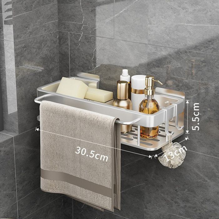 Regal Für Badezimmer, Duschregal, Aluminium-aufbewahrungsregal, Ohne Bohren, 1 Stück (silber).