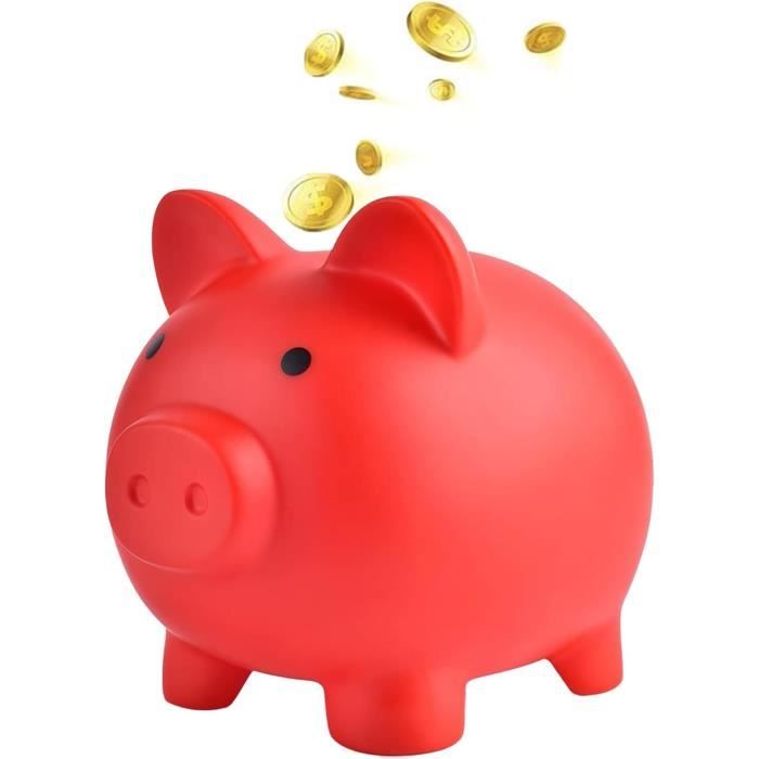 Tirelire Schwein – Unzerbrechlich – Großes Fassungsvermögen – Rot – Für Die Finanzielle Bildung