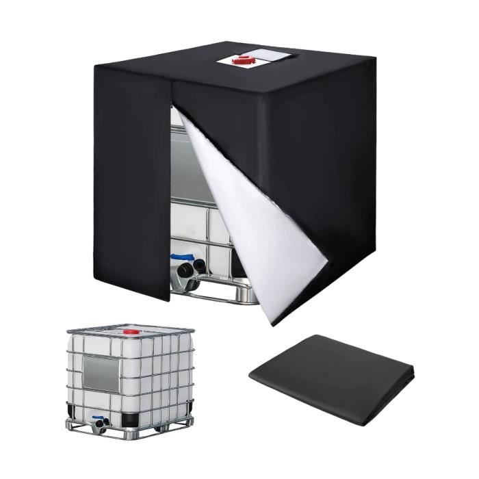 Abdeckplane Für 1000l Ibc-container, 420d Uv-schutzplane Für Wassertank, Maße 120 X 100 X 116 Cm (schwarz)