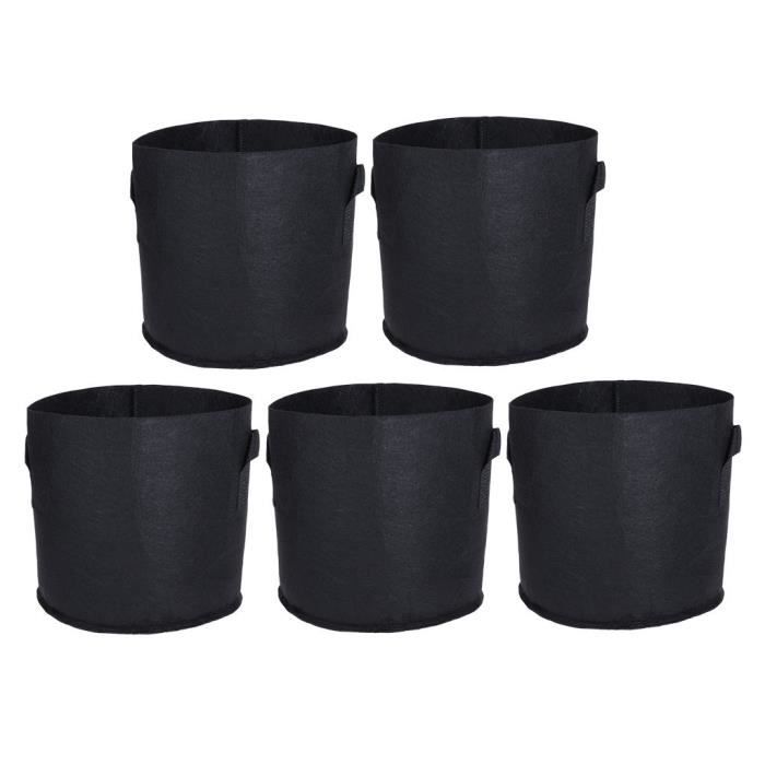 5 Stück / Packung Atmungsaktives Schwarzes Pflanzenstofftuch, Intelligente 5-gallonen-wachstumsbeutel.