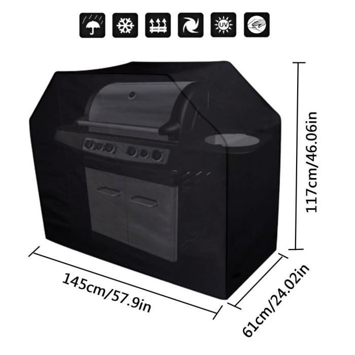 Schutzhülle Für Grill - Wasserdichte, Uv-beständige, Staub- Und Feuchtigkeitsabweisende Abdeckplane Aus Polyester (145 X 61 X 117 Cm
