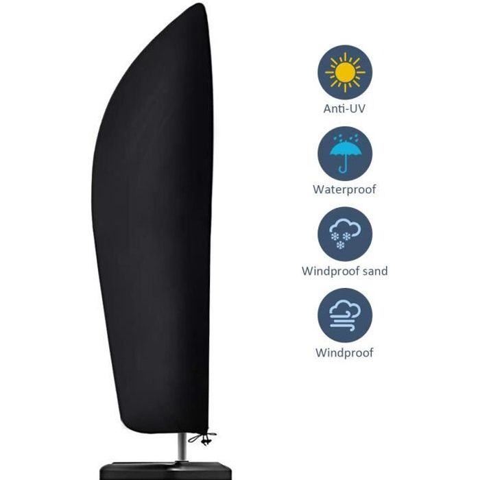Premium-schutzhülle Für Schrägschirm Aus Oxford 210d, Wasserdicht, Windbeständig, Uv-geschützt (265 X 40/70/50 Cm) - Schwarz