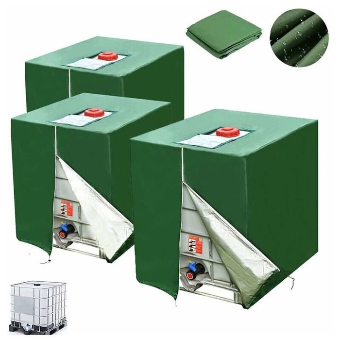 3-in-1-hülle Für 1000-liter-ibc-tank (116x100x120cm) – 420d-staubschutzplane Mit Reißverschluss