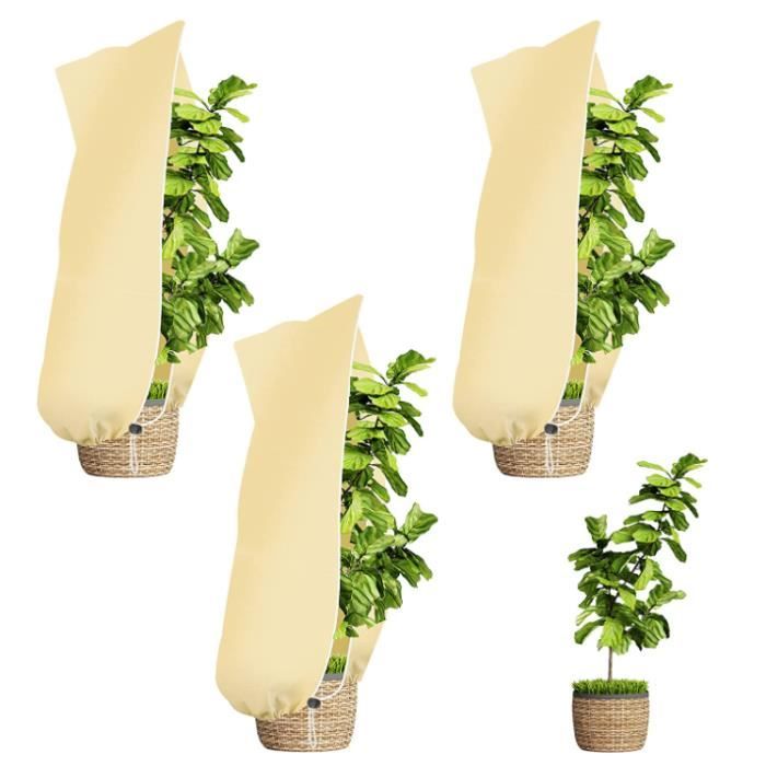 Wintervlies Für Pflanzen, Set Von 3 Hüllen Mit Zugband Und Reißverschluss, 100 X 80 Cm, Winterschutz Für