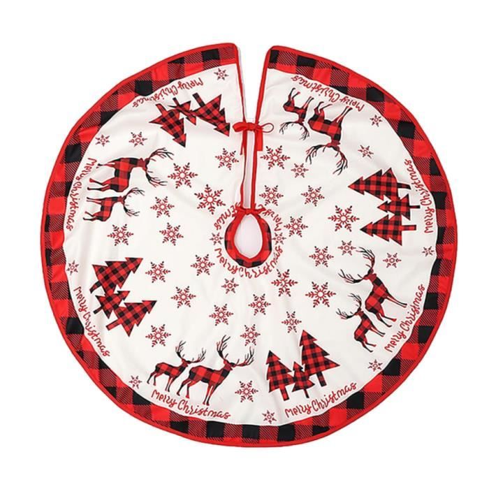 Weihnachtsbaumrock - Christbaumschmuck - Rot Und Weiß - 90 Cm - Gebürsteter Stoff - Elegantes Design