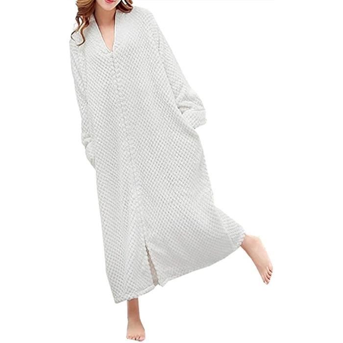 Damen-frottee-bademantel Aus Polarfleece – 100 % Polyester – Größe M – Weiß