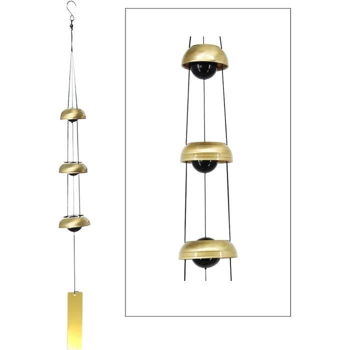 Carillon À Vent Feng Shui - 3 Glocken Aus Kupfer - Retro-stil - Gartendekoration - Glücksbringer