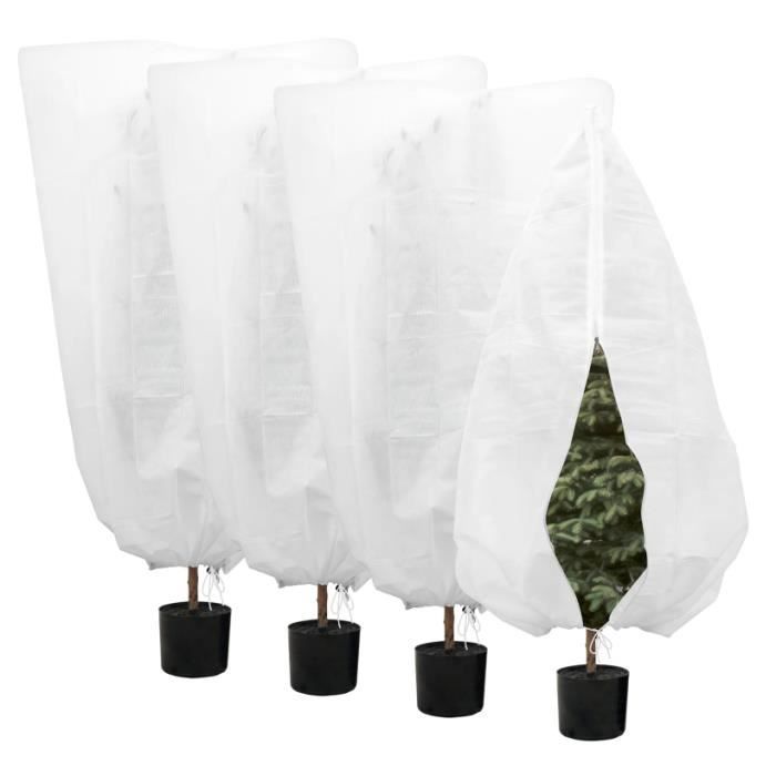 Pflanzenschutzhauben - Set Aus 4 Wintervliesen - 100 X 120 Cm - Mit Zugband Und Verschluss