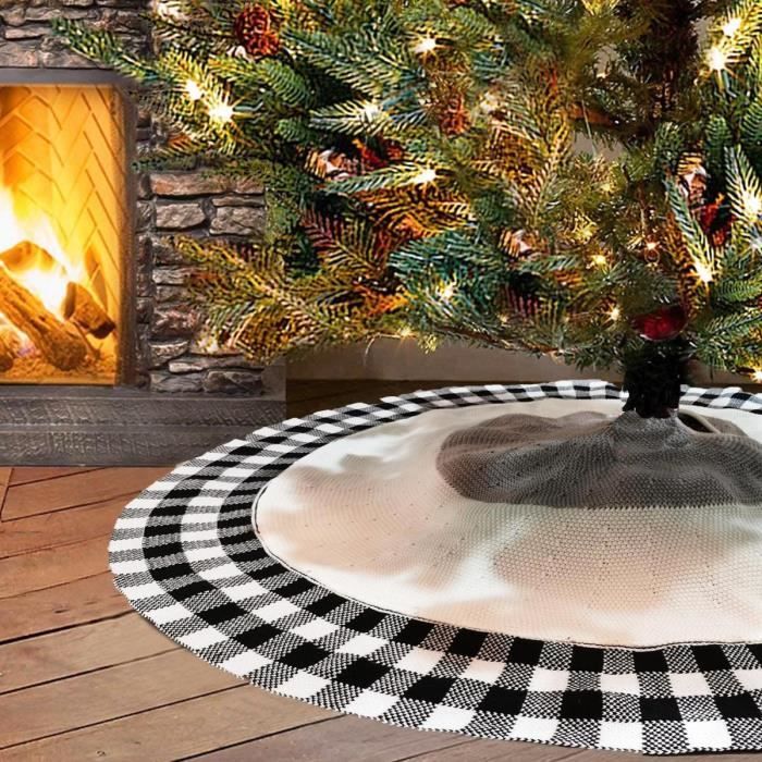 Gestrickter Weihnachtsbaum-rock Mit Karomuster, Festlicher Dekorationsteppich.