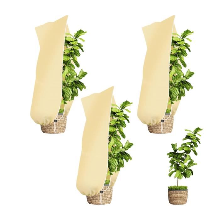 Wintervlies Für Pflanzen, Set Mit 3 Hüllen Mit Zugband Und Reißverschluss, 100 X 80 Cm, Winterschutz Für