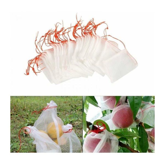 Set Mit 100 Wiederverwendbaren Nylon-insektenschutznetzen Für Den Garten, Zum Schutz Von Obst Und Pflanzen, Inklusive Etiketten.