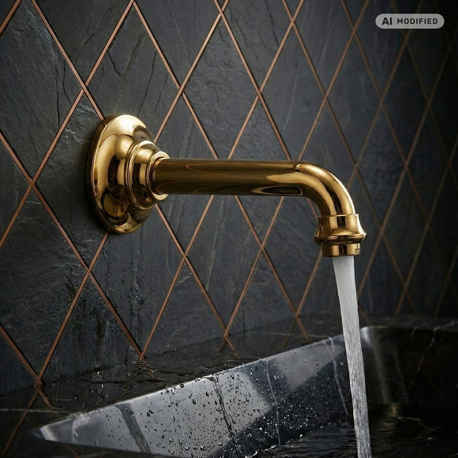 Paulgurkes Wasserauslauf 22cm Retro Gold Wanneneinlass Auslauf Antik Auslass