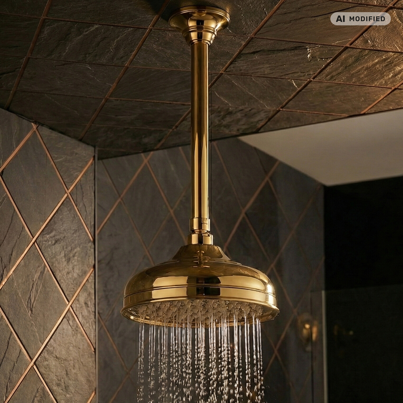 Paulgurkes Kopfbrause Gold Mit Deckenarm 30cm Retro Regendusche Kopfbraue