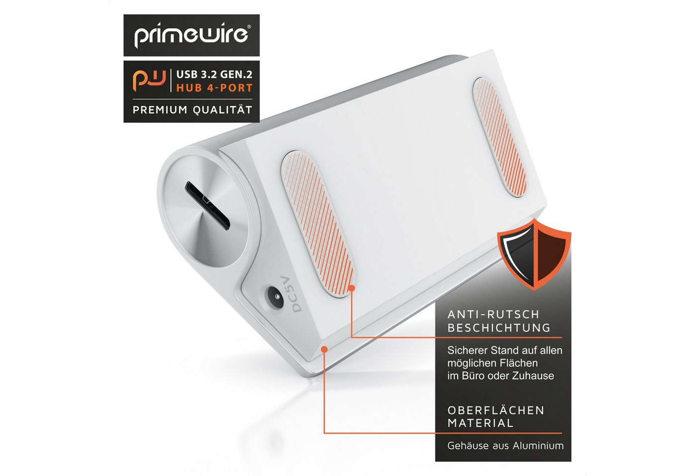 Primewire - Usb 3.2 Gen2 Hub Aktiv Inkl. Netzteil - 4 Port Hub/verteiler - Für Notebook, Laptop, Pc, Kompatibel Mit Imac, Macbook (air, Pro, Mini) Bild 5