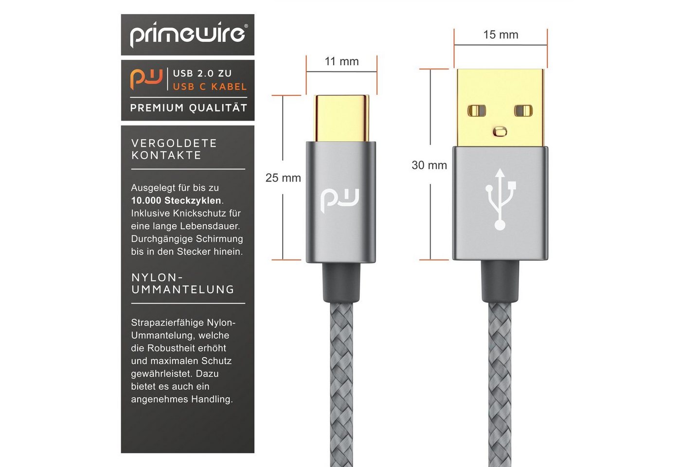 Primewire Usb-c 3.1 Zu Usb 3.0 Typ A Kabel, Ladekabel, Datenkabel, Adapterkabel Für Smartphone & Tablet - 1m Bild 3