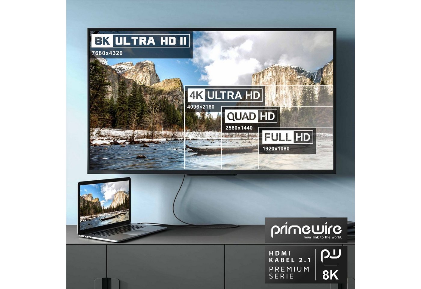 Primewire - 1,5m High Speed 8k Hdmi Kabel 2.1 Ethernet Arc 3d 4k Ultra Hd 7680x4320 @ 120 Hz Ps4 360 Tv Oled Pc Laptop Beamer Monitor - Schwarz/silber Bild 2
