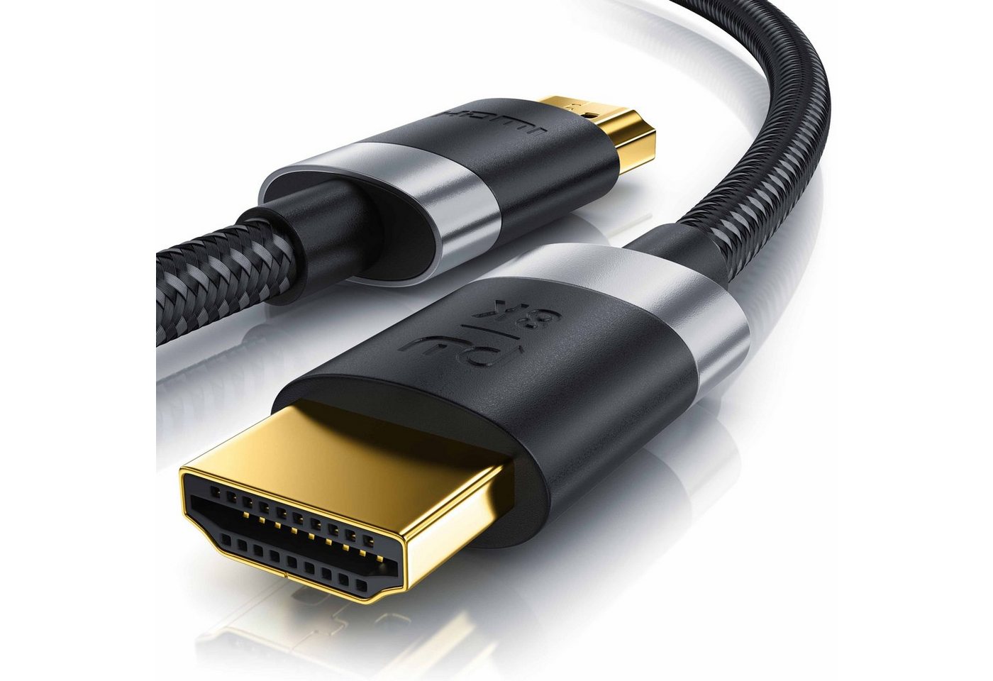 Primewire - 2m High Speed 8k Hdmi Kabel 2.1 Ethernet Arc 3d 4k Ultra Hd 7680x4320 @ 120 Hz Ps4 360 Tv Oled Pc Laptop Beamer Monitor - Schwarz/silber Bild 4