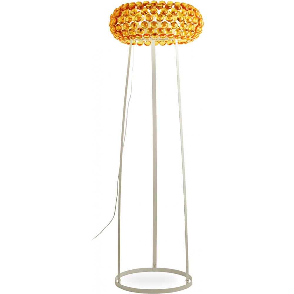 Stehlampe - Große Wohnzimmerlampe Mit Kristallknöpfen - Savoni Gold
