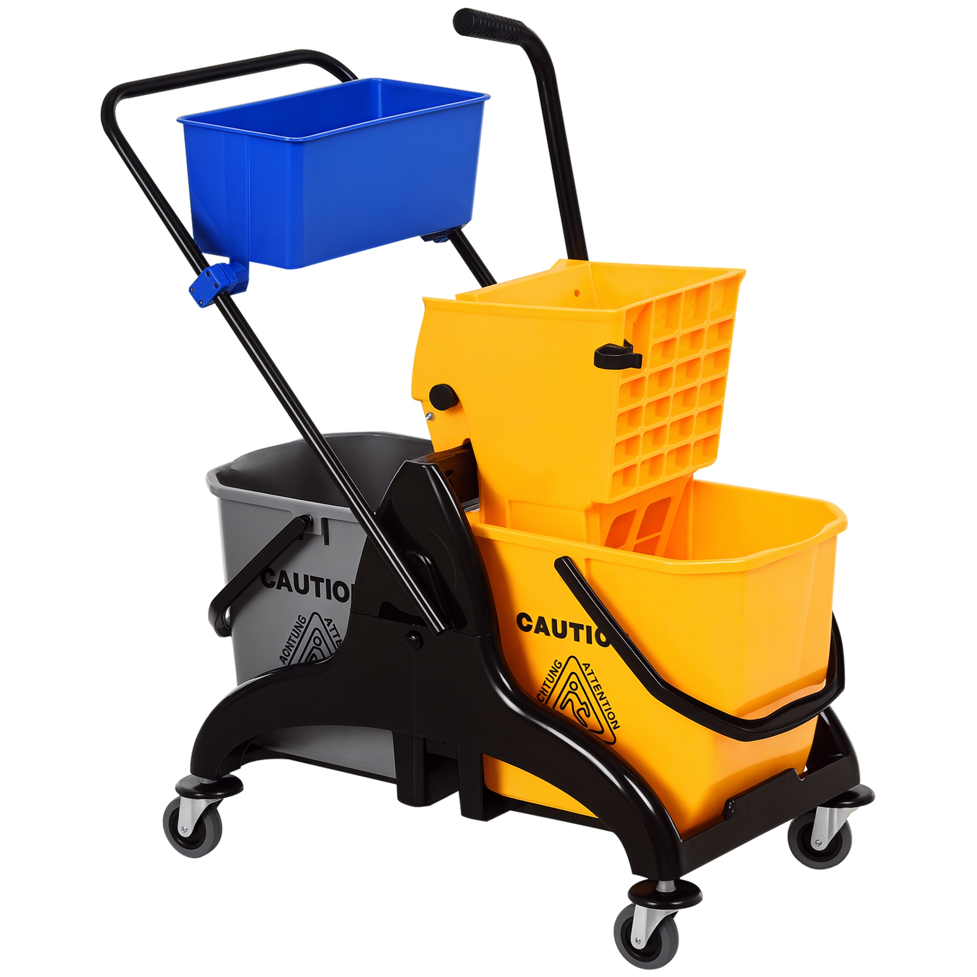 Reinigungswagen, Wäschewagen, Seitenschleudertrockner, 26-liter-eimer + Aufbewahrungskorb, 78 X 45 X 95 Cm, Gelb