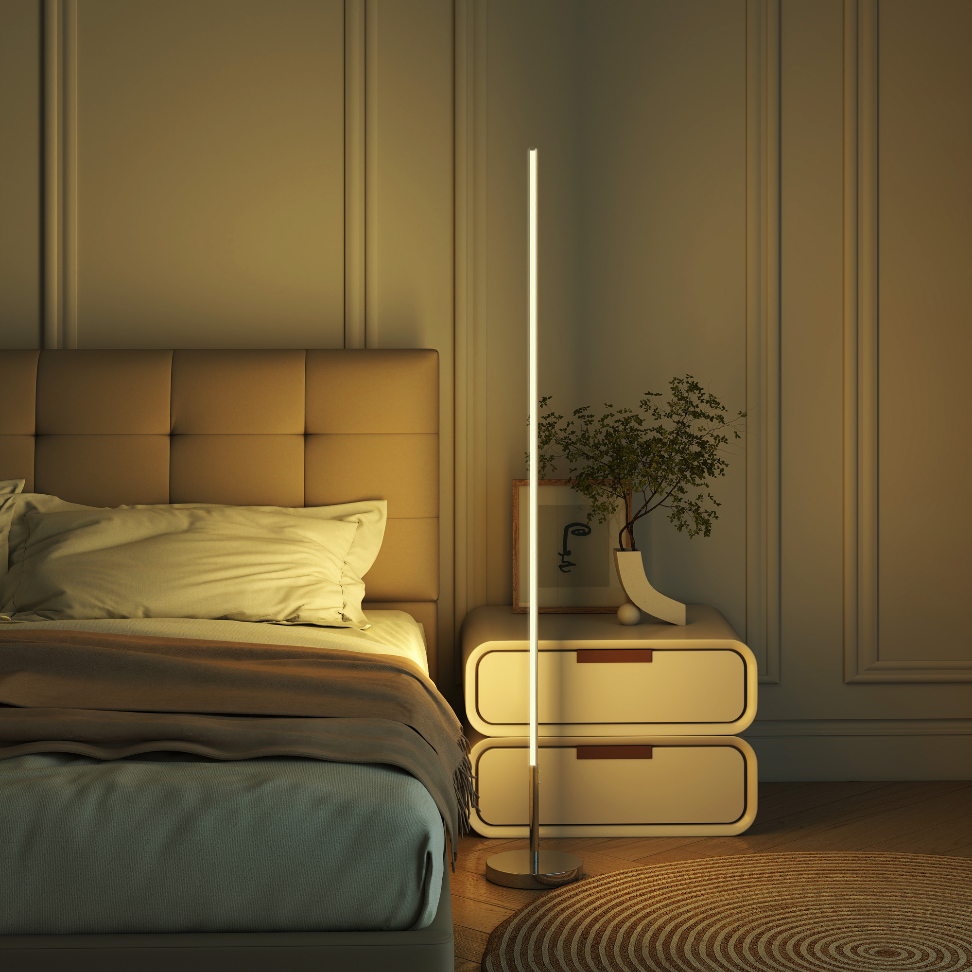 150 Cm Hohe Led-stehlampe Mit Einstellbarer Farbtemperatur Und Helligkeit, Magnetischer Fernbedienung, Timer Und Fußschalter, Moderne Lampe Für Wohnzimmer Und Büro, Silber